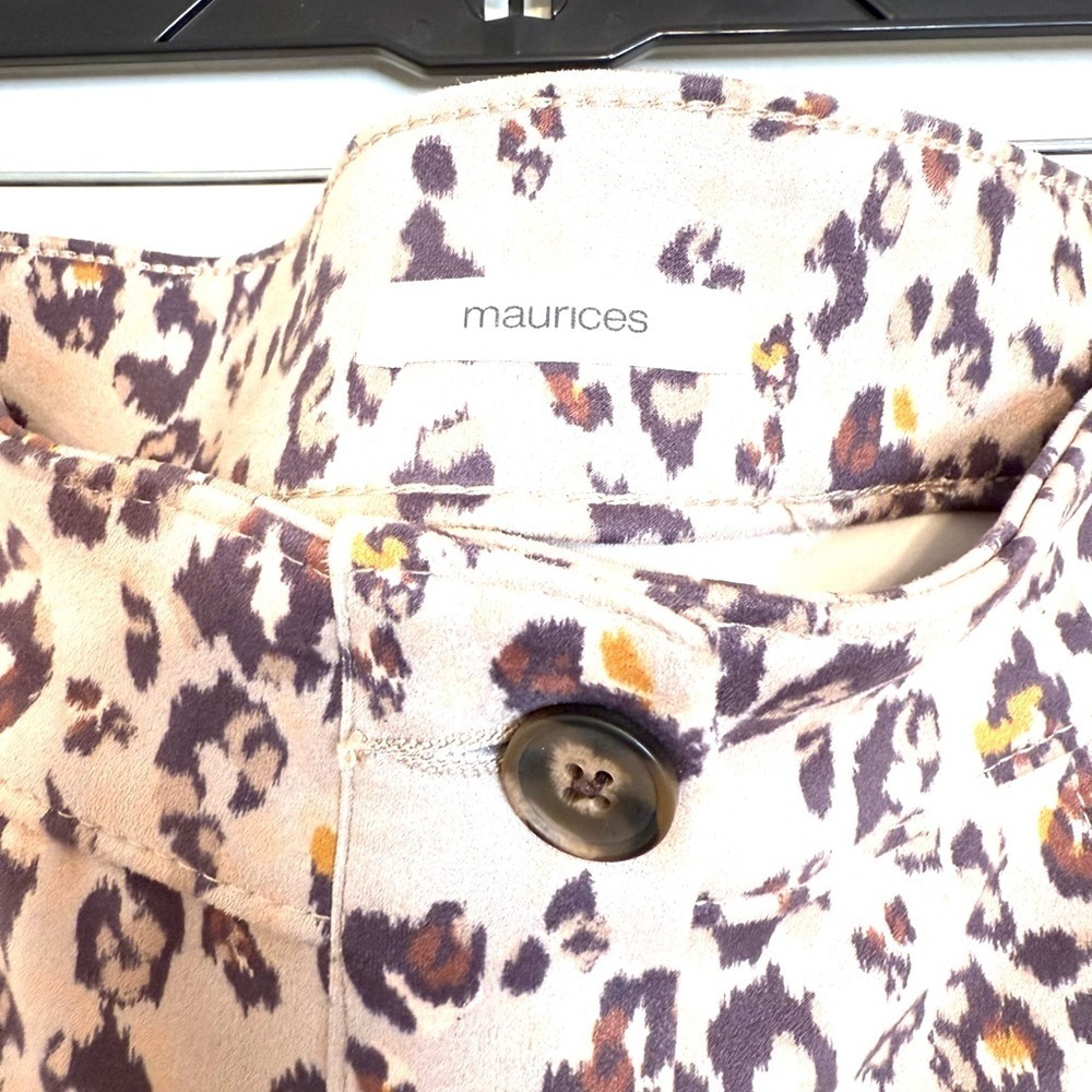 Maurices Leopard Print Button-Down Faux Suede A Line Mini Skirt - Picture 4 of 8